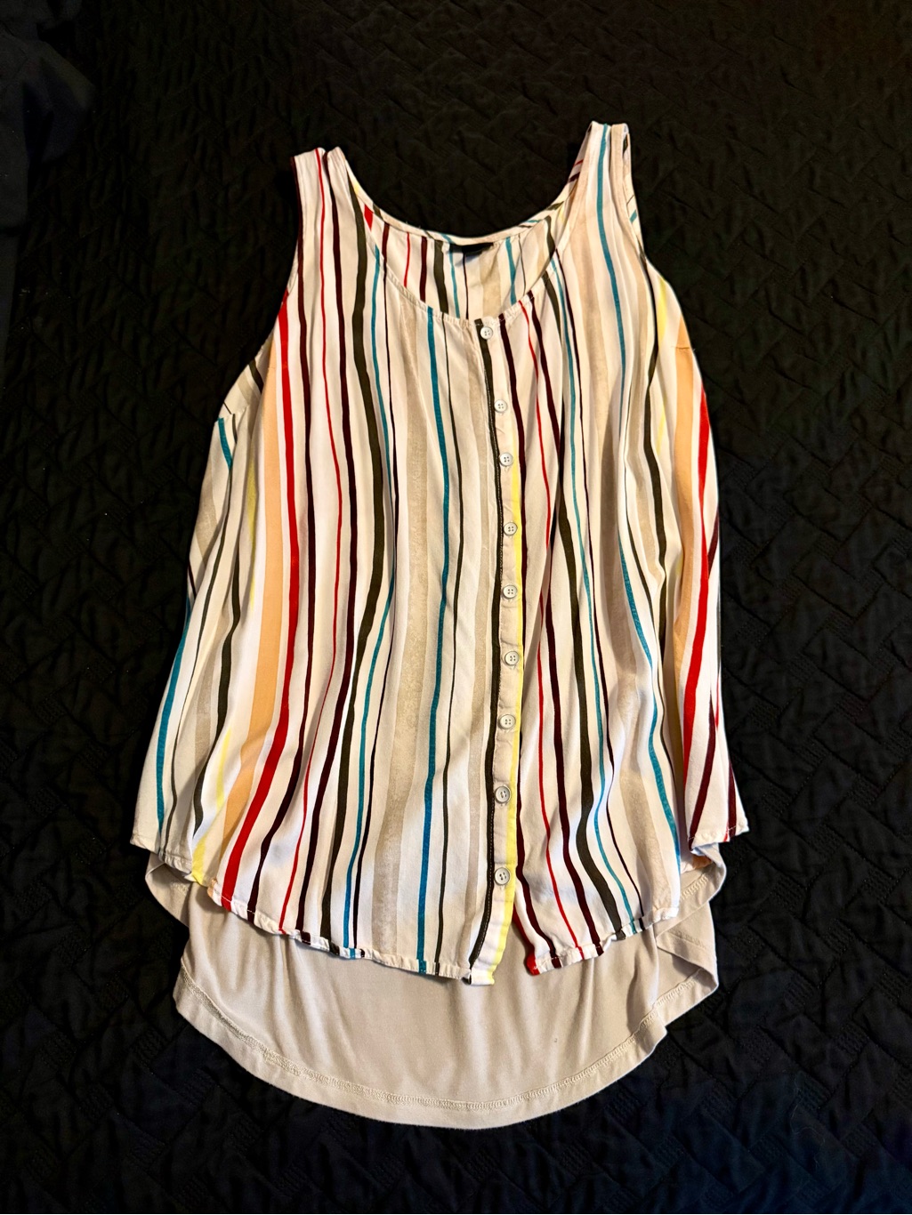 Torrid White Tank Top With Multicolor Vertical Stripes